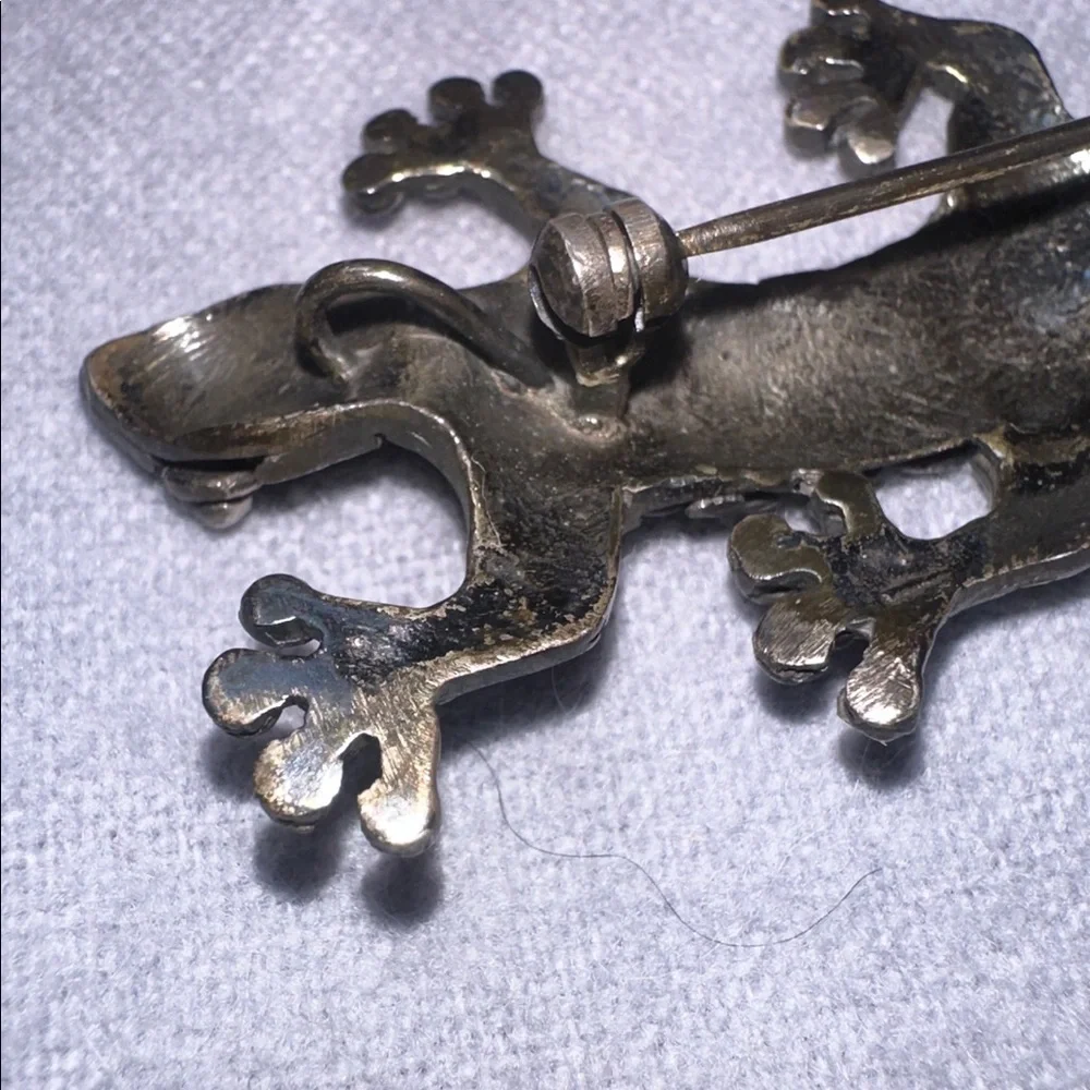 Vintage Sterling Silver Brooch Spotted Gecko Lizard Versatile Pin/charm/Pendant